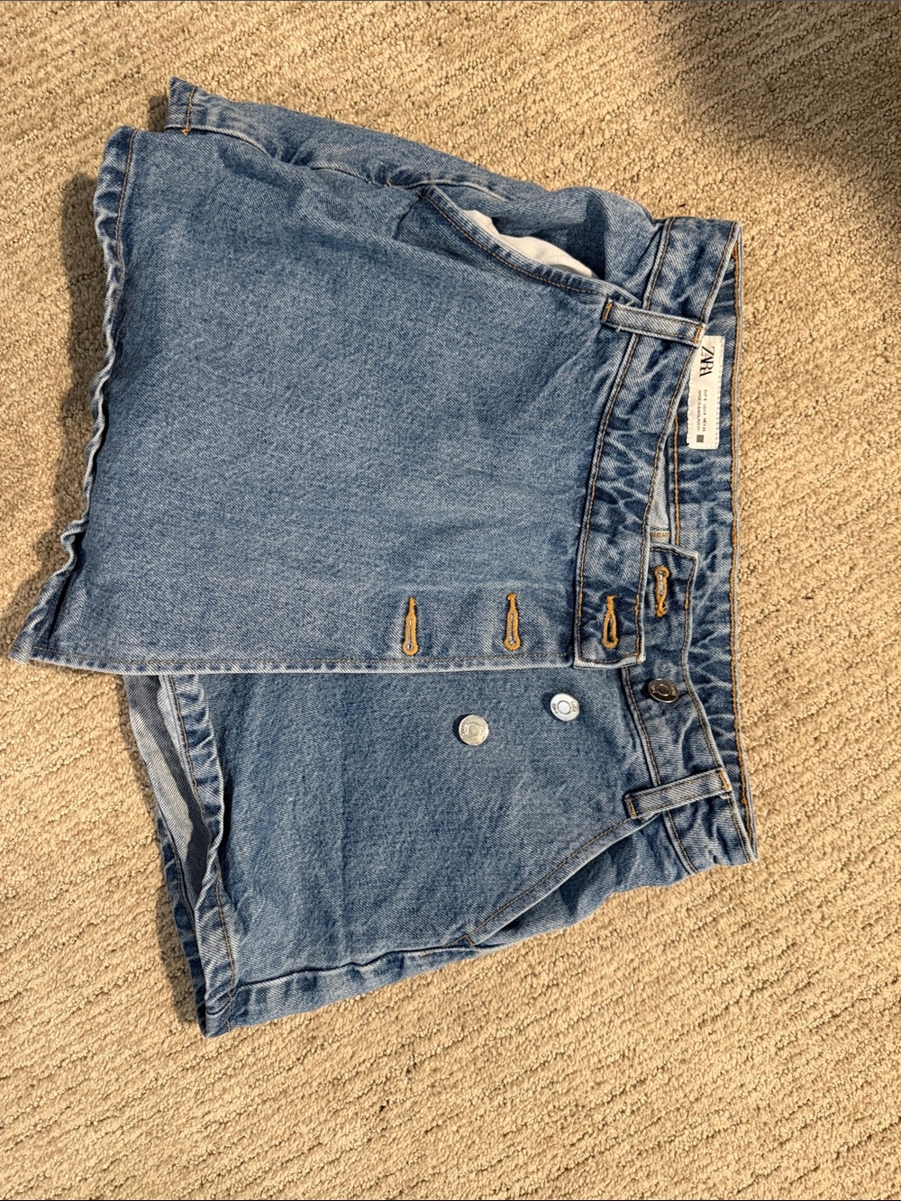Zara Light Blue Denim Wrap Skort Shorts